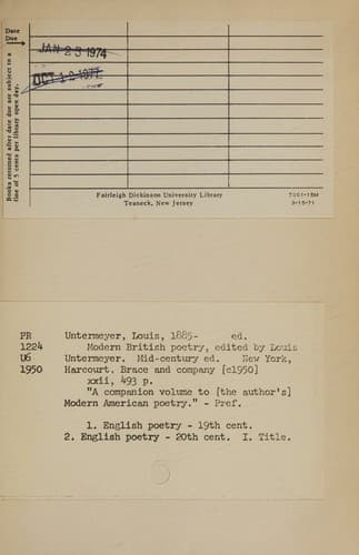 Modern American Poetry and Modern British Poetry