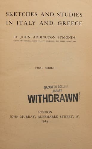 Sketches And Studies In Italy And Greece
