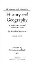 History and geography; a bibliography of bibliographies
