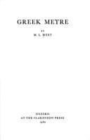 Introduction to Greek Metre (Oxford University Press Academ)