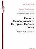 Current developments in European defence Policy