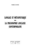 Langage et métaphysique dans la philosophie anglaise contemporaine
