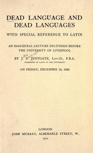 Dead language and dead languages with special references to Latin