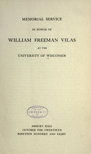 Memorial service in honor of William Freeman Vilas