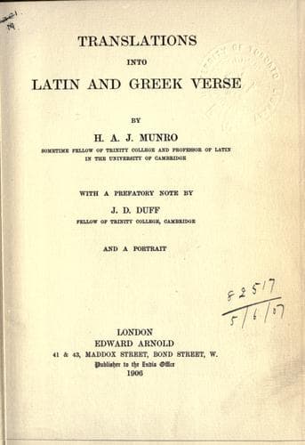 Translations into Latin and Greek verse