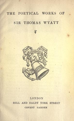 The poetical works of Sir Thomas Wyatt