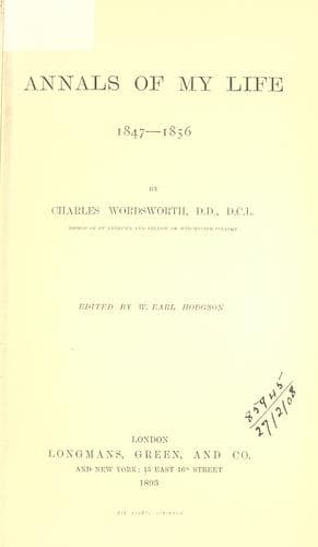 Annals of my life, 1806-1856