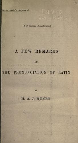 A few remarks on the pronunciation of Latin