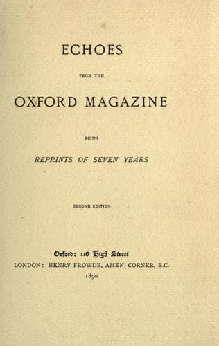 Echoes from the Oxford magazine