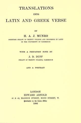 Translations into Latin and Greek verse