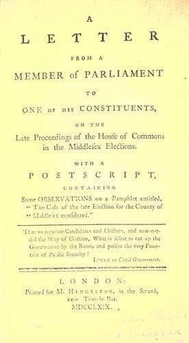 A letter from a Member of Parliament to one of his constituents