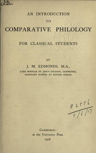 An introduction to comparative philology