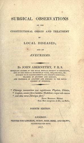 Surgical observations on the constitutional origin and treatment of local diseases ; and on aneurisms