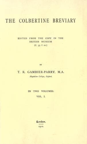 The Colbertine breviary