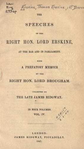 Speeches at the Bar and in Parliament