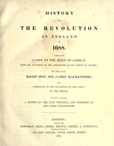 History of the revolution in England in 1688