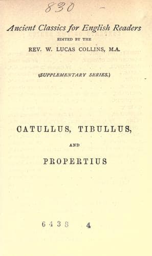 Catullus, Tibullus, and Propertius