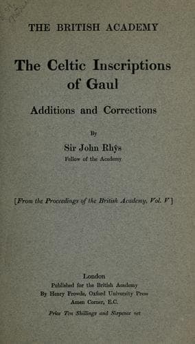 The Celtic inscriptions of Gaul
