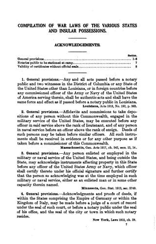 Compilation of war laws of the various states and insular possessions