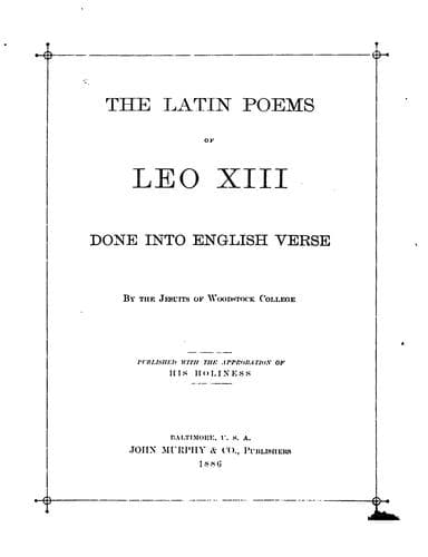 The Latin poems of Leo XIII