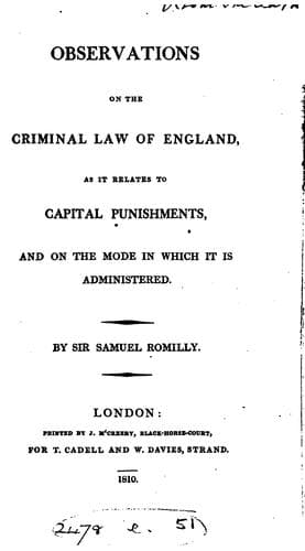Observations on the criminal law of England