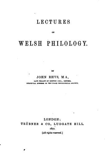 Lectures on Welsh philology
