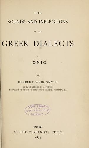 The sounds and inflections of the Greek dialects ..