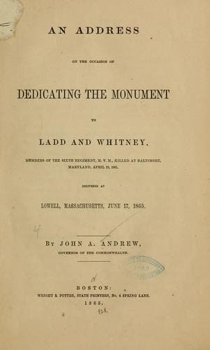 An address on the occasion of dedicating the monument to Ladd and Whitney