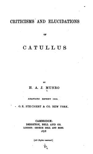 Criticisms and elucidations of Catullus