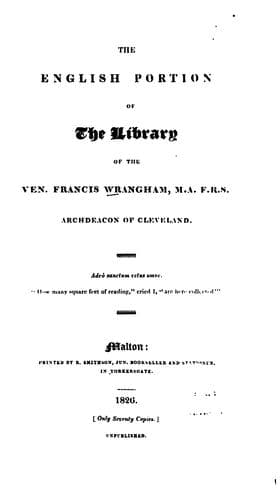 The English portion of the library of the Ven. Francis Wrangham
