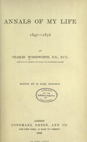 Annals of my life, 1847-1856