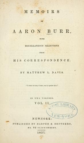 Memoirs of Aaron Burr