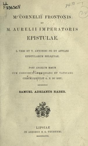 M. Cornelii Frontonis et M. Aurelii Imperatoris Epistulae