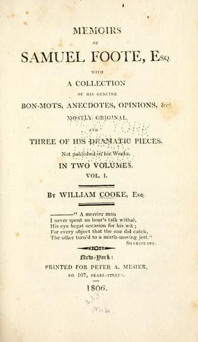 Memoirs of Samuel Foote, esq
