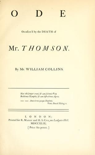 Ode occasion'd by the death of Mr. Thomson