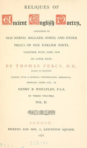 Reliques of ancient English poetry