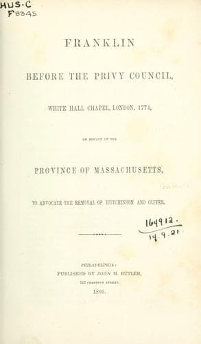 Franklin before the Privy Council, White Hall Chapel, London, 1774