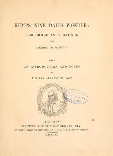 Kemps nine daies wonder: performed in a daunce from London to Norwich