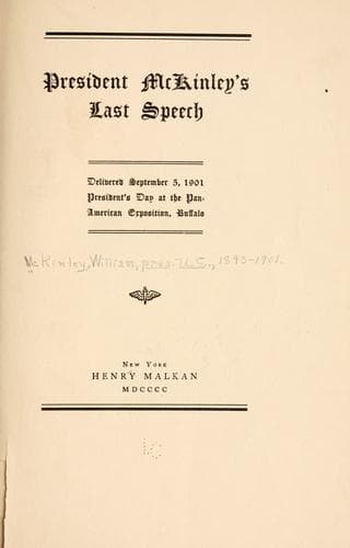 President McKinley's last speech