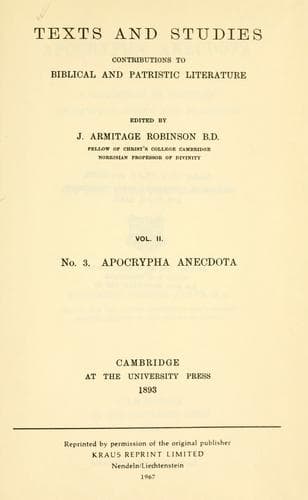 Apocrypha anecdota, a collection of thirteen apocryphal books and fragments ...
