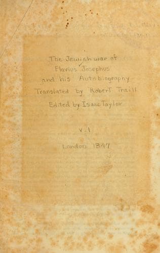The Jewish war of Flavius Josephus