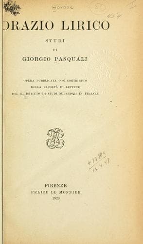 Orazio lirico, studi