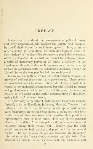 The history of political theory and party organization in the United States