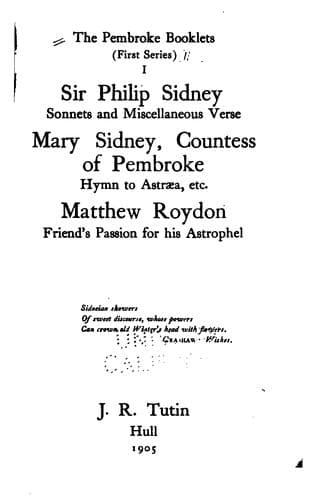 The Pembroke Booklets: First Series