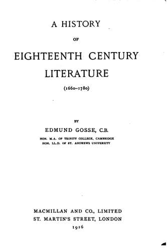 A History of Eighteenth Century Literature, 1660-1780