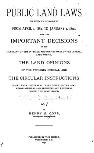 Public Land Laws Passed by Congress Form April 1, 1882, to January 1, 1890 ...