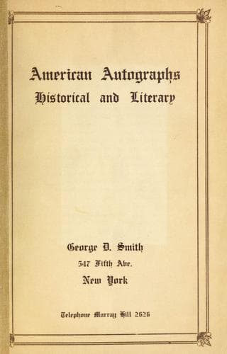 American autographs, historical and literary