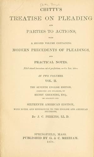 Chitty's Treatise on pleading and parties to actions
