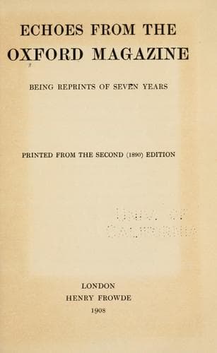 Echoes from the Oxford magazine