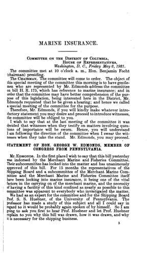 Marine Insurance: Hearings Before the Committee on the District of Columbia ...